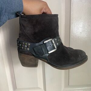 Josef Seibel Black Ankle Booties with Studded Strap